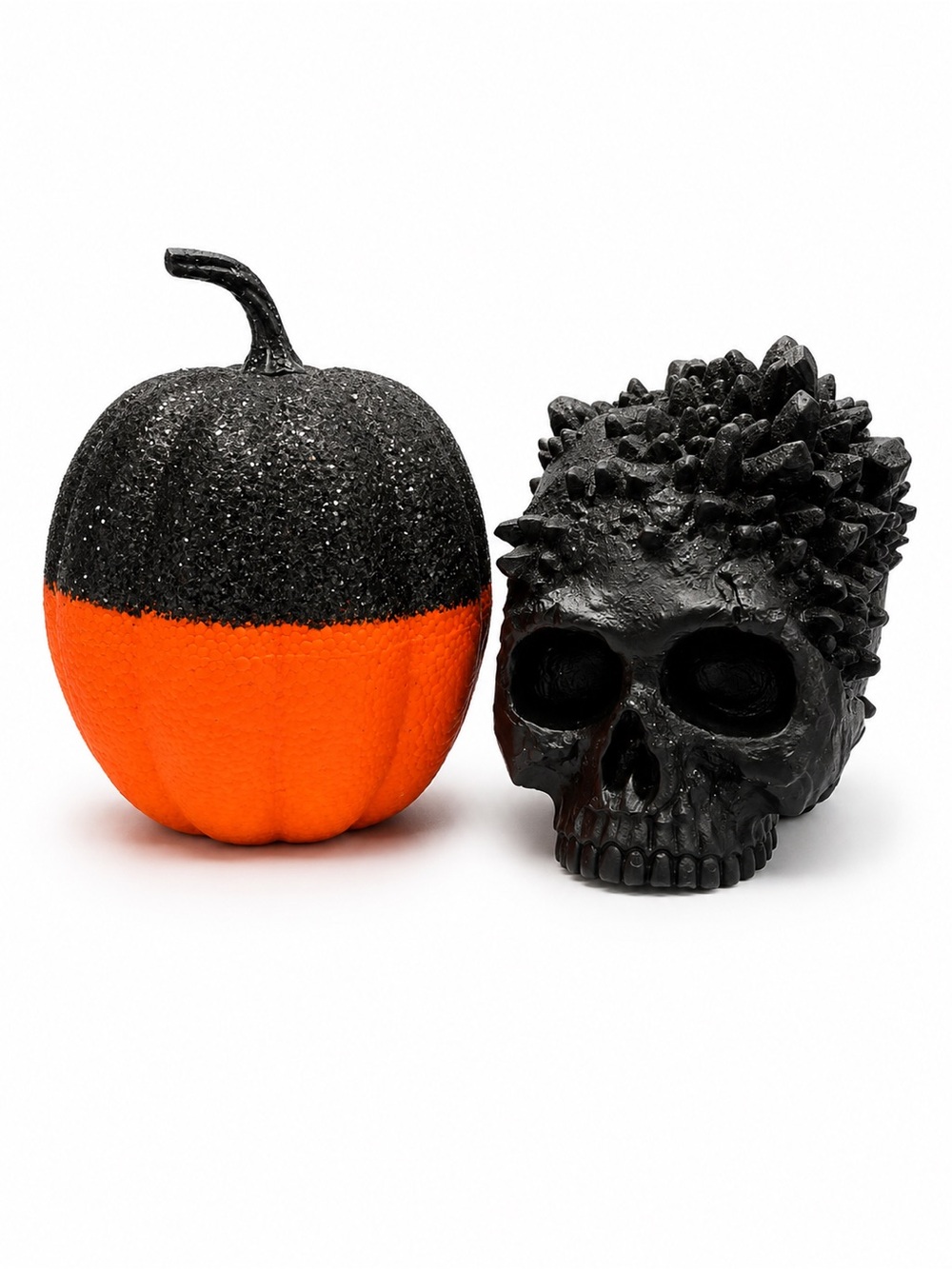 Halloween Black & Orange Decorative Pumpkin and Skull Set - Unbranded